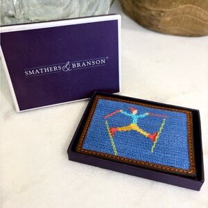 Smathers & Branson Blue Needlepoint Card Holder